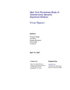 New York Prevalence Study of Commercially Sexually Exploited Children
