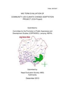 FINAL REPORT  MID TERM EVALUATION OF COMMUNITY LED CLIMATE CHANGE ADAPTATION PROJECT (CCA Project)