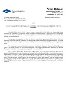 Microsoft Word - News Release No. 7 _2011_ - Inland Press Release v2.doc