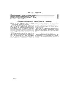 TITLE 18—APPENDIX Item Page  Unlawful Possession or Receipt of Firearms (Repealed) .....................................................................