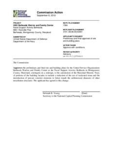 Commission Action September 6, 2012 PROJECT  NCPC FILE NUMBER