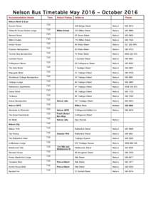 Nelson Bus Timetable May 2016 – October 2016 Accommodation House Time  Actual Pickup