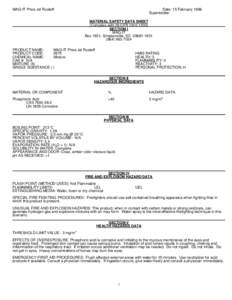 Occupational safety and health / Chemical elements / Corrosive substance / Safety / Reducing agents / Phosphoric acid / Material safety data sheet / Magnesium / Potassium nitrate / Chemistry / Matter / Mineral acids