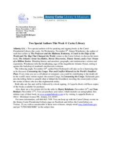 Jimmy Carter Library & Museum News Release