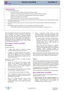 Genetic Counselling  Fact Sheet 3 Important points Genetic counselling provides
