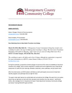 FOR IMMEDIATE RELEASE MEDIA CONTACTS: Alana J. Mauger, Director of Communications