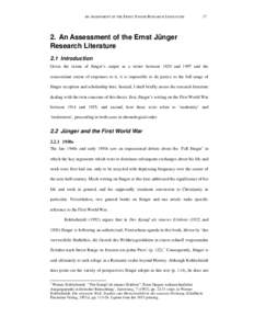 AN ASSESSMENT OF THE ERNST JÜNGER RESEARCH LITERATURE[removed]An Assessment of the Ernst Jünger Research Literature