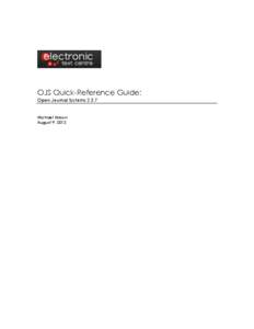 OJS Quick-Reference Guide: Open Journal Systems 2.3.7