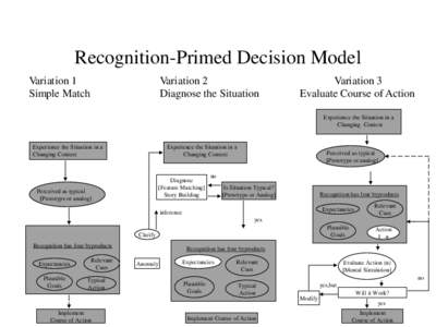 Recognition-Primed Decision Model Variation 1 Simple Match Variation 2 Diagnose the Situation