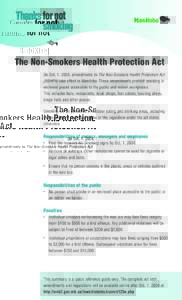 Thanks for not smoking The Non-Smokers Health Protection Act On Oct. 1, 2004, amendments to The Non-Smokers Health Protection Act (NSHPA) take effect in Manitoba. These amendments prohibit smoking in enclosed places acce