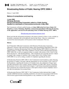 Broadcasting Notice of Public Hearing CRTC[removed]