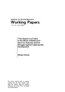 Institute for Social Research  Working Papers No. 6 : July 2002