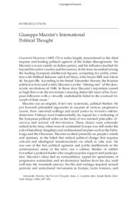 Copyrighted Material  IntroductIon Giuseppe Mazzini’s International Political thought