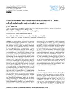 Atmos. Chem. Phys., 14, 9597–9612, 2014 www.atmos-chem-phys.netdoi:acp © Author(sCC Attribution 3.0 License.  Simulation of the interannual variations of aerosols in China: