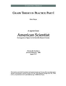 COMPUTING SCIENCE  GRAPH THEORY IN PRACTICE: PART I Brian Hayes  A reprint from