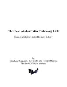 The Clean Air-Innovative Technology Link Enhancing Efficiency in the Electricity Industry by Tina Kaarsberg, Julie Fox Gorte, and Richard Munson Northeast-Midwest Institute