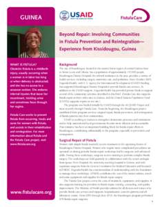 GUINEA Beyond Repair: Involving Communities in Fistula Prevention and Reintegration— Experience from Kissidougou, Guinea WHAT IS FISTULA?