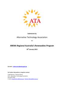 Submission by  Alternative Technology Association On  ARENA Regional Australia’s Renewables Program