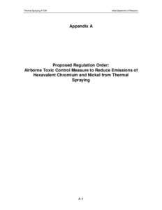 Rulemaking:  [removed]ISOR Appendix A Thermal Spraying