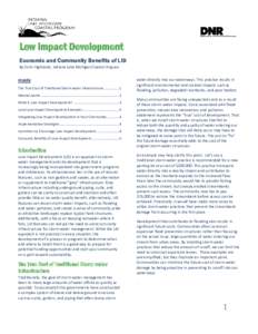 Low Impact Development Economic and Community Benefits of LID By Colin Highlands, Indiana Lake Michigan Coastal Program Inside The True Cost of Traditional Storm water Infrastructure ................ 1