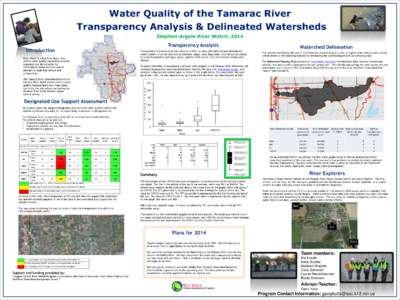 Water Quality of the Tamarac River Transparency Analysis & Delineated Watersheds Stephen-Argyle River Watch: 2014 Transparency Analysis