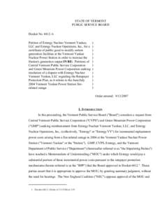 Vernon /  Vermont / New England Coalition / Energy / Vermont / Notice of electronic filing / NEC / Energy in the United States / Entergy / Vermont Yankee Nuclear Power Plant