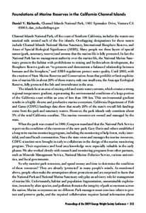 Foundations of Marine Reserves in the California Channel Islands Daniel V. Richards, Channel Islands National Park, 1901 Spinnaker Drive, Ventura CA 93003; [removed] Channel Islands National Park, off the coas