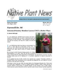 NEWSLETTER OF THE NORTH CAROLINA NATIVE PLANT SOCIETY  Native Plant News Winter