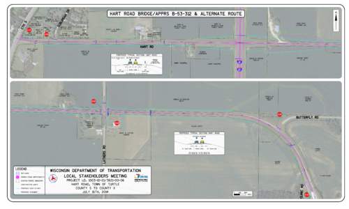 IProject, south segment (Illinois state line - County O), map - PIM, Hart Road Proposed Improvements - July 16, 2014