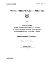 Version française  TIDM/PV.13/A19/8 TRIBUNAL INTERNATIONAL DU DROIT DE LA MER