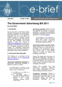 July[removed]e-brief[removed]The Government Advertising Bill 2011 by Lenny Roth