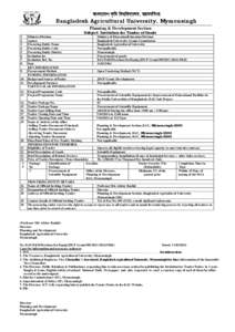 Bangladesh Agricultural University, Mymensingh Planning & Development Section Subject: Invitation for Tender of Goods 1 2 3
