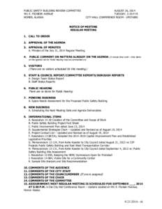PUBLIC SAFETY BUILDING REVIEW COMMITTEE 491 E. PIONEER AVENUE HOMER, ALASKA AUGUST 26, 2014 TUESDAY, 5:30 P.M.
