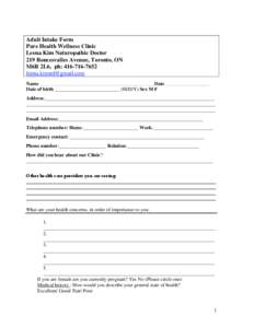 Microsoft Word - Adult Intake Form.doc