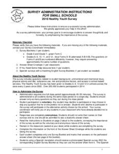 SURVEY ADMINISTRATION INSTRUCTIONS FOR SMALL SCHOOLS