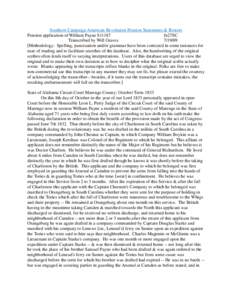 Southern Campaign American Revolution Pension Statements & Rosters Pension application of William Payne S11187 fn27SC Transcribed by Will Graves[removed]Methodology: Spelling, punctuation and/or grammar have been correc