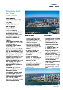Barangaroo South Fact Sheet Sydney, Australia Overall completion Estimated between 2020 and 2022