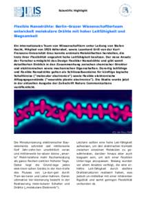 Scientific Highlight   Flexible Nanodrähte: Berlin-Grazer Wissenschaftlerteam entwickelt molekulare Drähte mit hoher Leitfähigkeit und Biegsamkeit