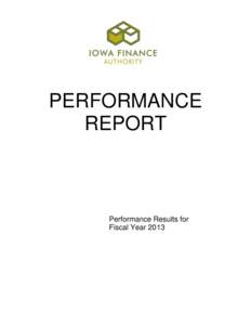 PERFORMANCE REPORT Performance Results for Fiscal Year 2013
