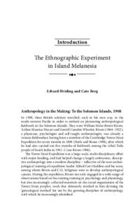 Introduction  The Ethnographic Experiment in Island Melanesia ♦l♦