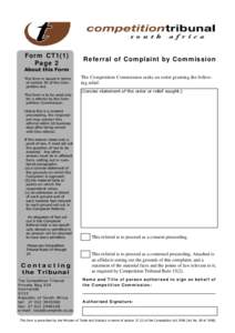 Form CT1(1) CC 12 Page 2 Referral of Complaint by Commission
