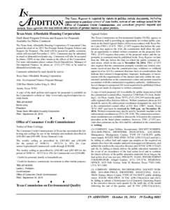 Texas State Affordable Housing Corporation  Agreed Orders Draft Bond Program Policies and Request for Proposals Available for Public Comment