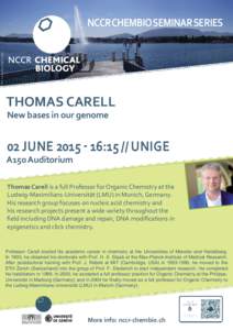 Photo : Genève Tourisme / Design: N. Chavan  NCCR CHEMBIO SEMINAR series THOMAS CARELL New bases in our genome