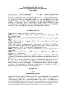 Consiglio Nazionale delle Ricerche Istituto per la Dinamica dei Processi Ambientali Sede Venezia Bando di selezione n. IDPA/A.R[removed]