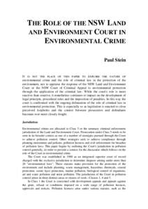 The role of the NSW Land and Environment Court in environmental crime (in: Environmental crime : proceedings of a conference held 1-3 September 1993, Hobart)