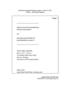 Transcript of Joint EPA-MDEQ Public Hearing on EGT Draft Permits and License _ May 2011