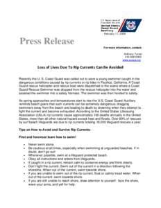 February 17, 2008  Press Release For more information, contact: Anthony Turner[removed]