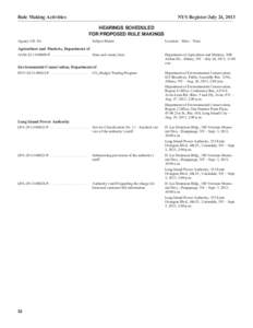 Rule Making Activities  NYS Register/July 24, 2013 HEARINGS SCHEDULED FOR PROPOSED RULE MAKINGS