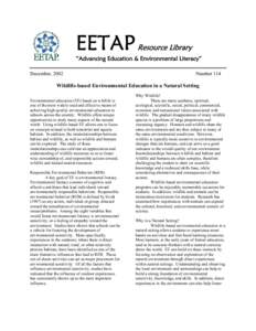 EETAP  Resource Library “Advancing Education & Environmental Literacy” December, 2002