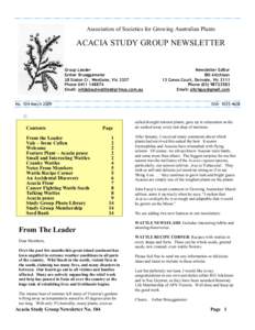 Association of Societies for Growing Australian Plants  ACACIA STUDY GROUP NEWSLETTER Group Leader Esther Brueggemeier 28 Staton Cr, Westlake, Vic 3337